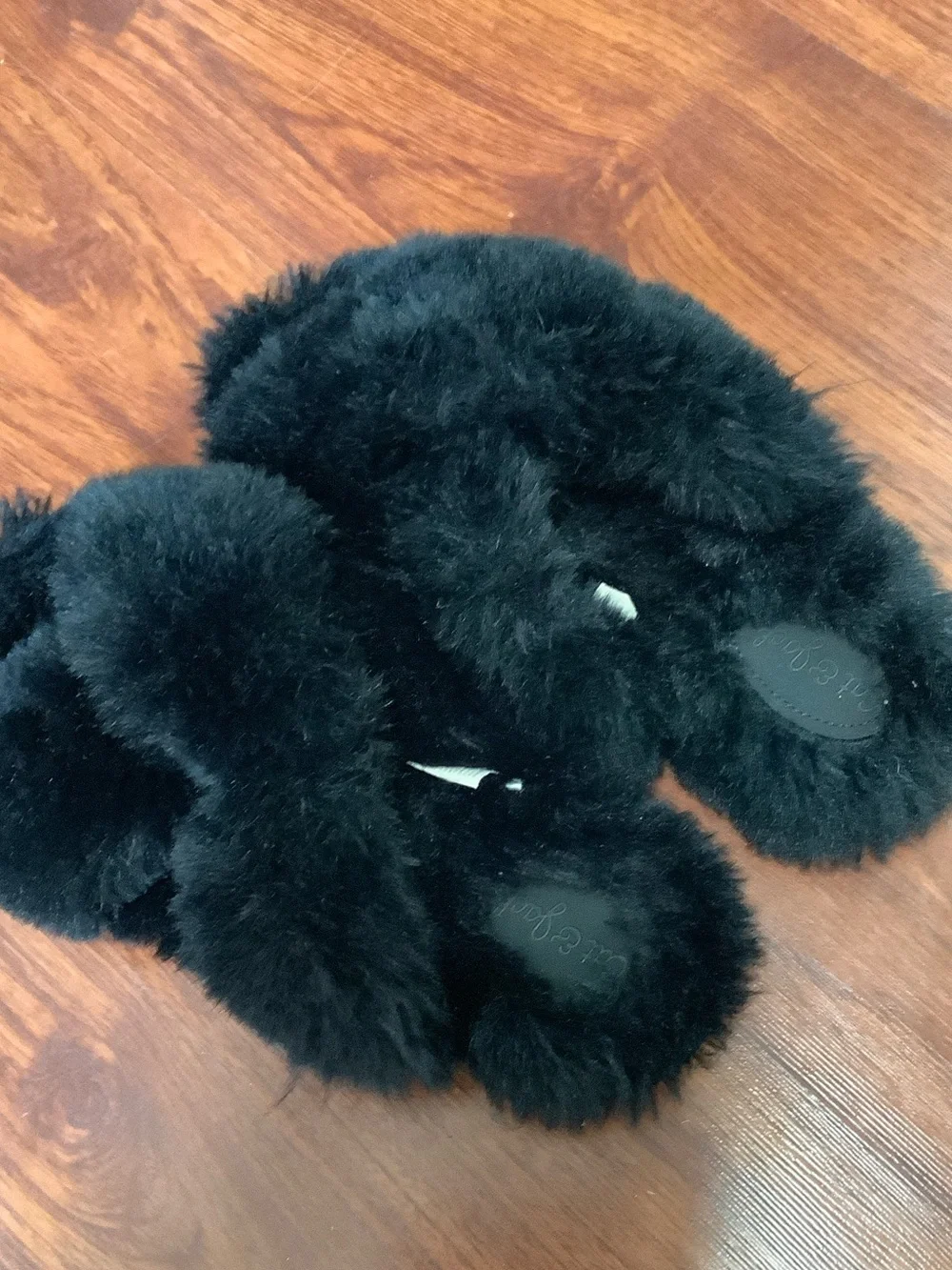 Cat & Jack Black Plush Faux-Fur Kids Slippers